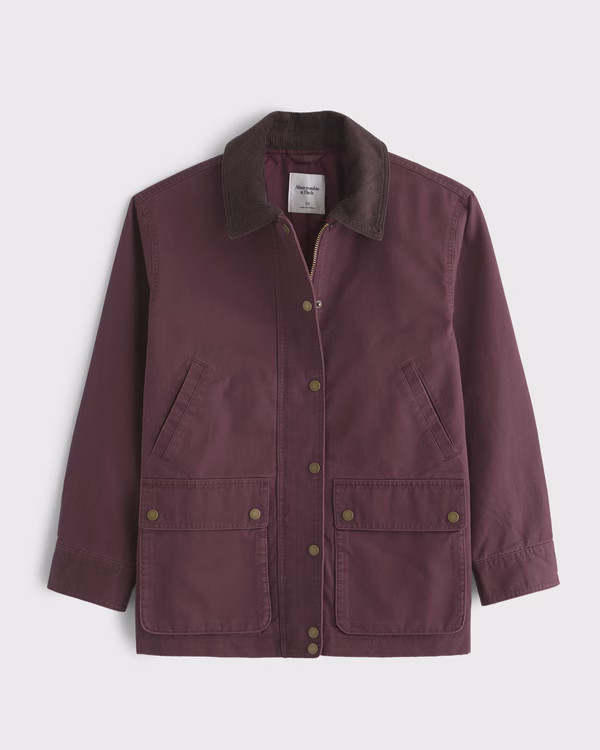 Women's Mid-Length Waxed Barn Jacket | Women's Coats & Jackets | Abercrombie.com | Abercrombie & Fitch (US)