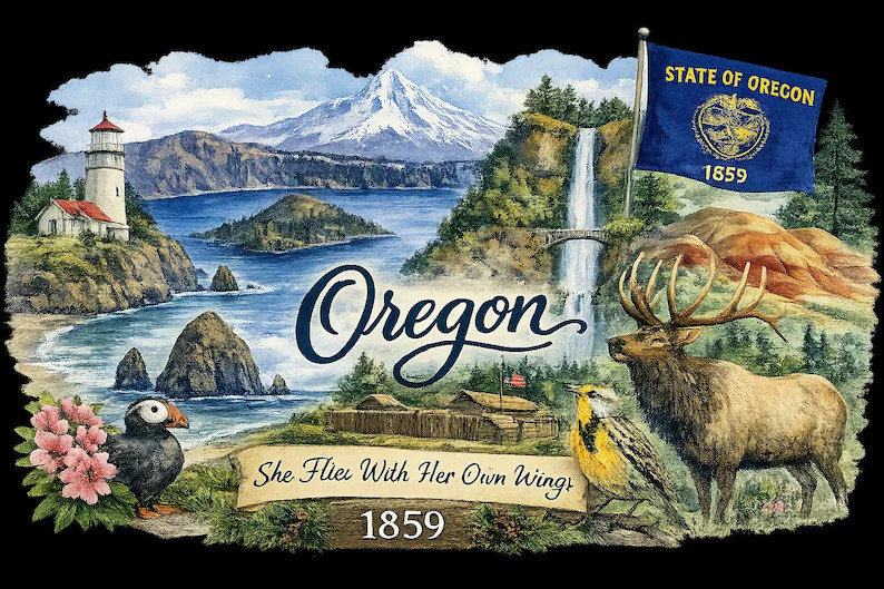 Oregon Watercolor Landscape PNG | Pacific Northwest Travel Sublimation Design (digital Download) ... | Etsy (Global)