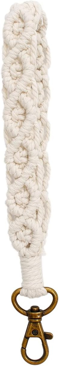 Boho Macrame Keychain Bracelet Handmade Wristlet Keyring Holder Wrist Lanyard for Women Girls | Amazon (US)