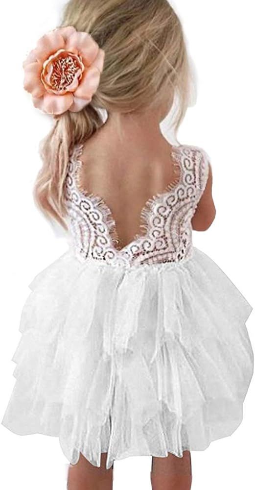 Topmaker Backless A-line Lace Back Flower Girl Dress (9-10Y | Amazon (US)