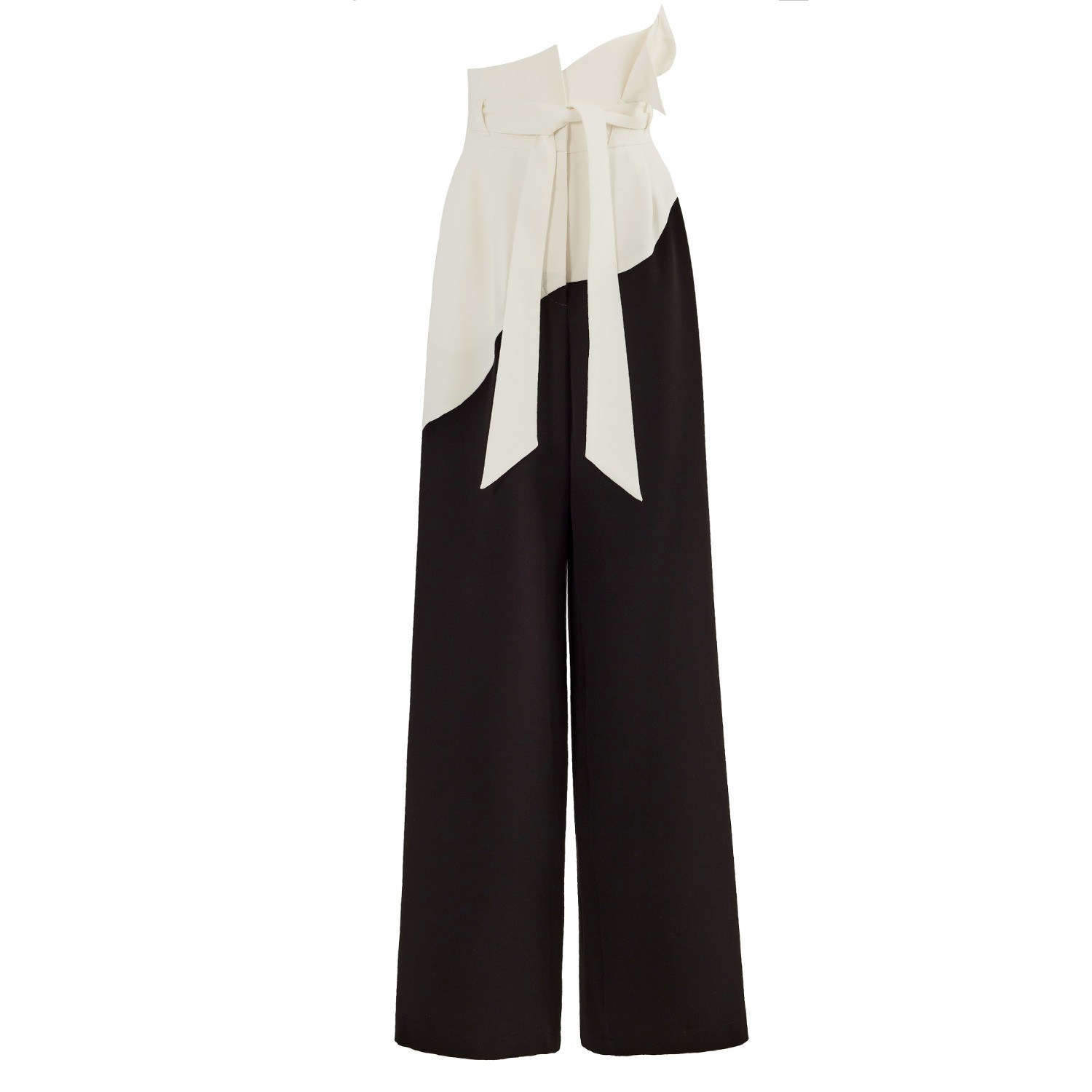 High-Waisted Two-Tone Flare Trousers Black | Wolf & Badger