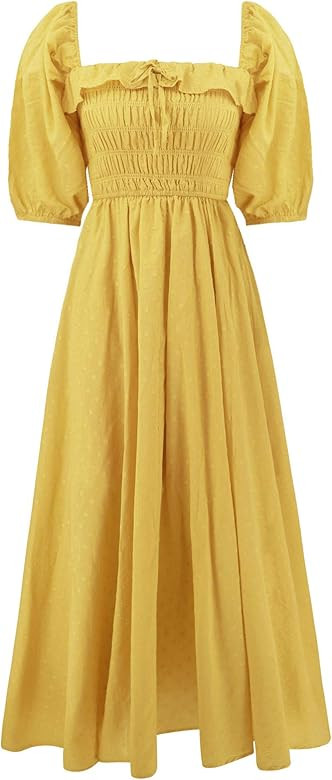 R.Vivimos Women Summer Half Sleeve Cotton Ruffled Vintage Elegant Backless A Line Flowy Long Dres... | Amazon (US)