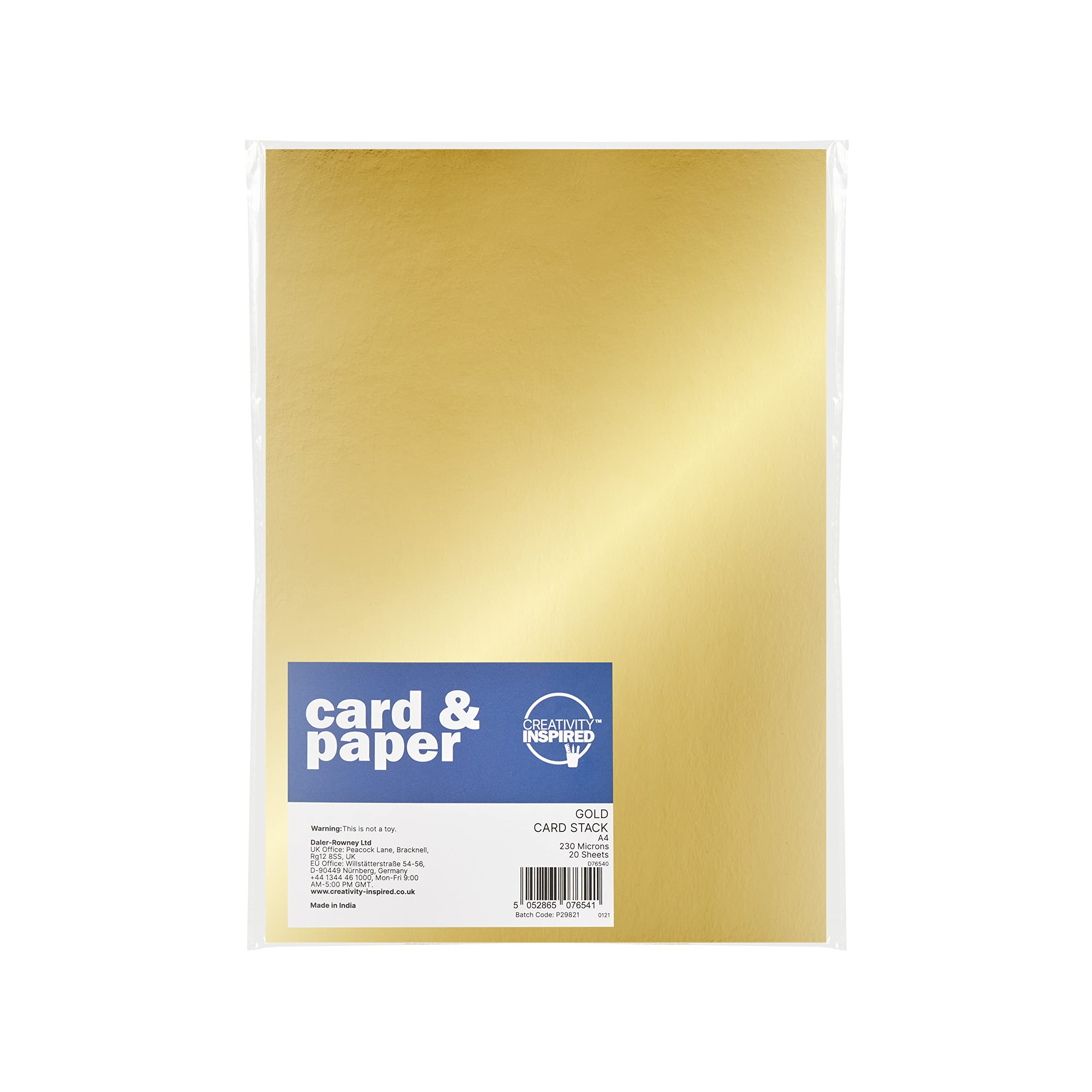 Creativity Inspired Basic Gold A4 170gsm Card Pack, 50 Sheets One-Sided for Crafting, Children Ar... | Amazon (UK)