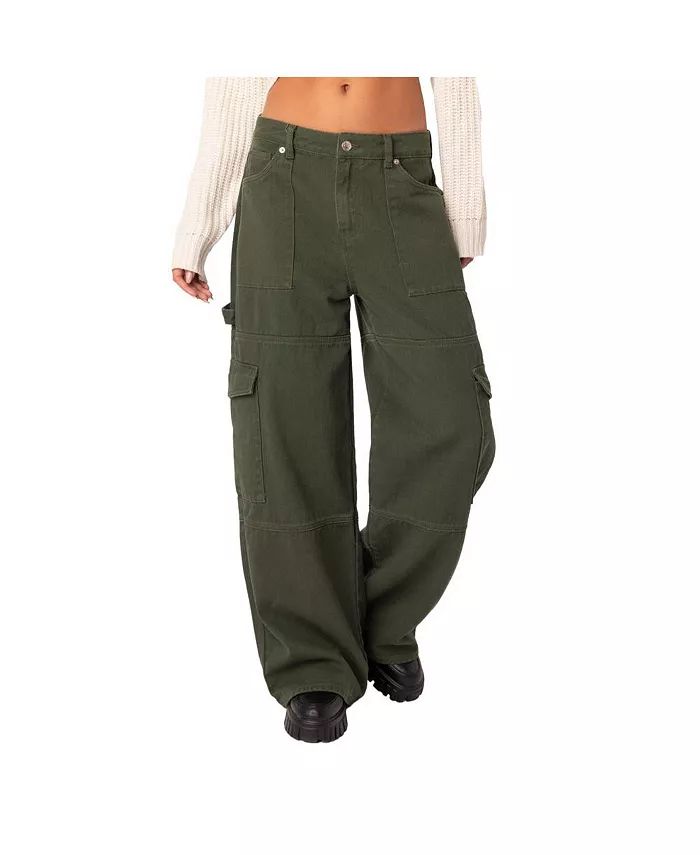 Edikted Women's Ember Mid Rise Cargo Pants - Macy's | Macy's
