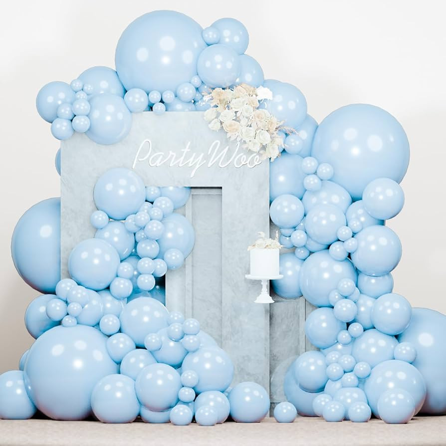 PartyWoo Baby Blue Balloons 140 pcs Blue Balloons Light Blue Balloons Different Sizes Pack of 18 ... | Amazon (US)