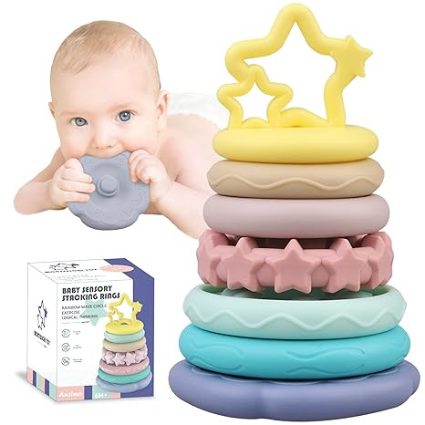 Baby Sensory Teething Toys - Baby Teether Montessori Toys - Gifts for Infant Newborn Boys Girls 6... | Amazon (US)