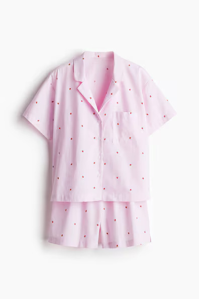 H & M - Pyjama shirt and shorts - Pink | H&M (UK, MY, IN, SG, PH, TW, HK)
