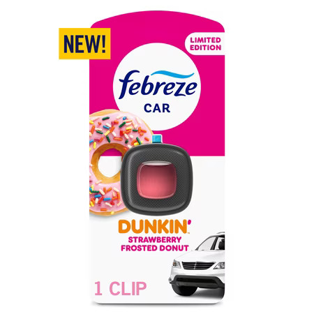 Febreze Dunkin' Car Air Freshener, Odor-Fighting Automotive Vent Clip, Strawberry Frosted Donut, 1 count | Walmart (US)