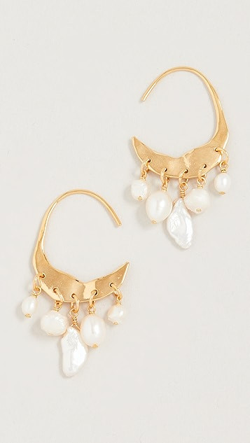 Pearl Cascade Gold Hoops | Shopbop