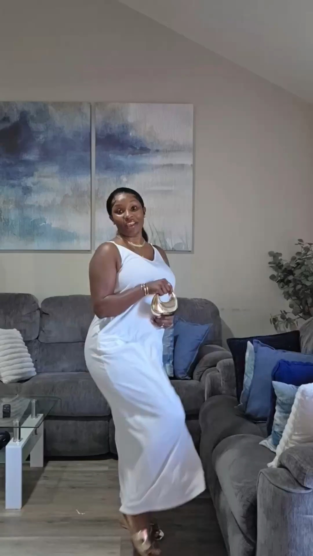 This white maxi dress is such a soft, effortless piece that feels just as good as it looks. The fabric is comfortable and lightweight, and the overall vibe is very calm, feminine, and easy to wear.  

I paired it with gold flats, a structured gold handbag, and gold accessories to give it that warm, glowing finish. It’s simple, but everything together creates a really beautiful gold and white moment.  

Even though it’s a maxi dress, it can easily be worn for brunch or a soft date night. Comfortable, pretty, and quietly elevated ✨  

For reference  
Weight: 172  
Bra size: 34F  
Dress: Largee
Shoes: Size 7

#LTKBeauty #LTKMothersDay #LTKootd