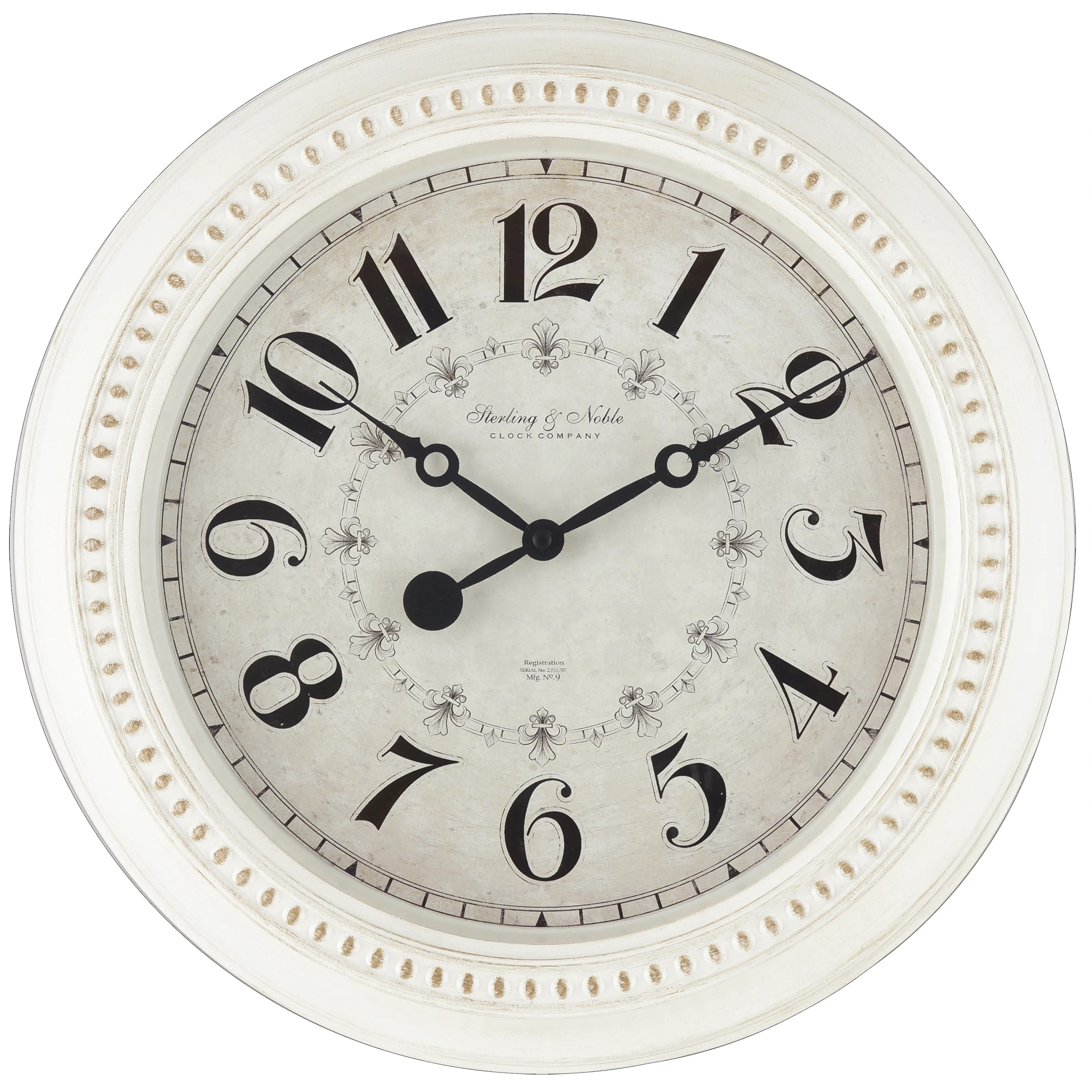 Mainstays Indoor 15.5" Round Antique White French Country Analog Traditional Wall Clock with Arab... | Walmart (US)
