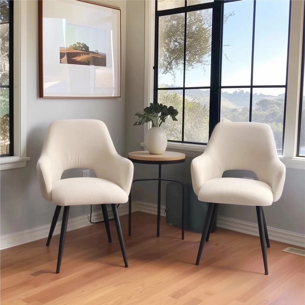 Edwin Upholstered Dining Chair with Arms (Set of 2) | Pop Maison