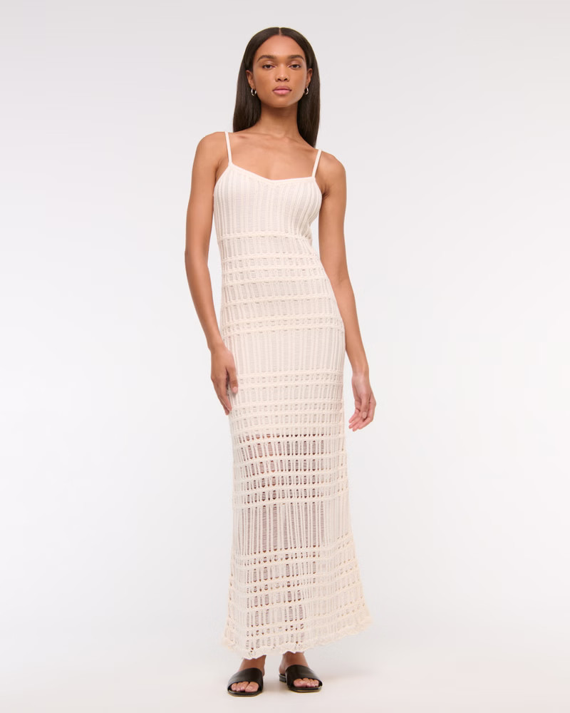 Women's Strapless Crochet-Style Midi Dress | Women's The A&F Wedding Shop | Abercrombie.com | Abercrombie & Fitch (US)