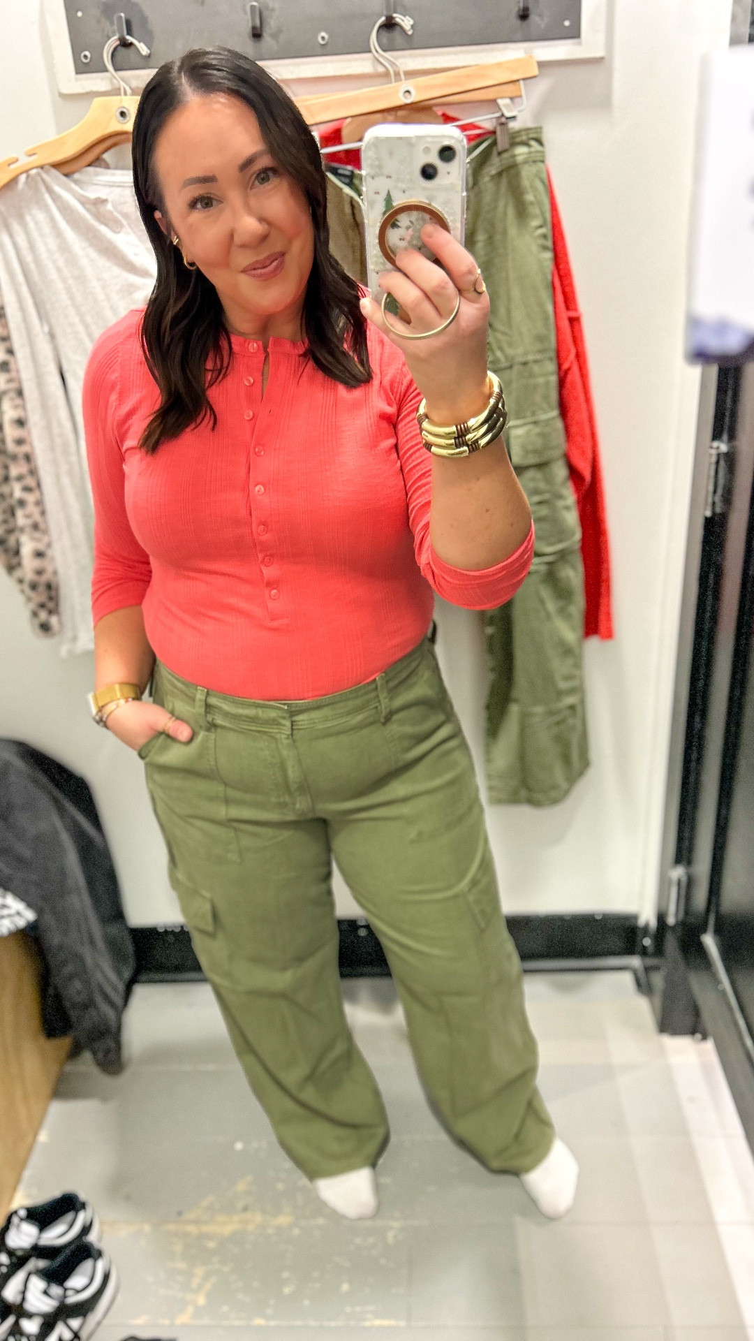 40% off henley tops and low rise straight cargo pants. Fit more like a mid rise on me. XL Henley but these run very small. I would need an xxl to feel comfortable in these. Size 16 regular pants. Was hoping to try on the camo ones but no larger sizes at my store. @americaneagle

#LTKFindsUnder50 #LTKOver40 #LTKSaleAlert