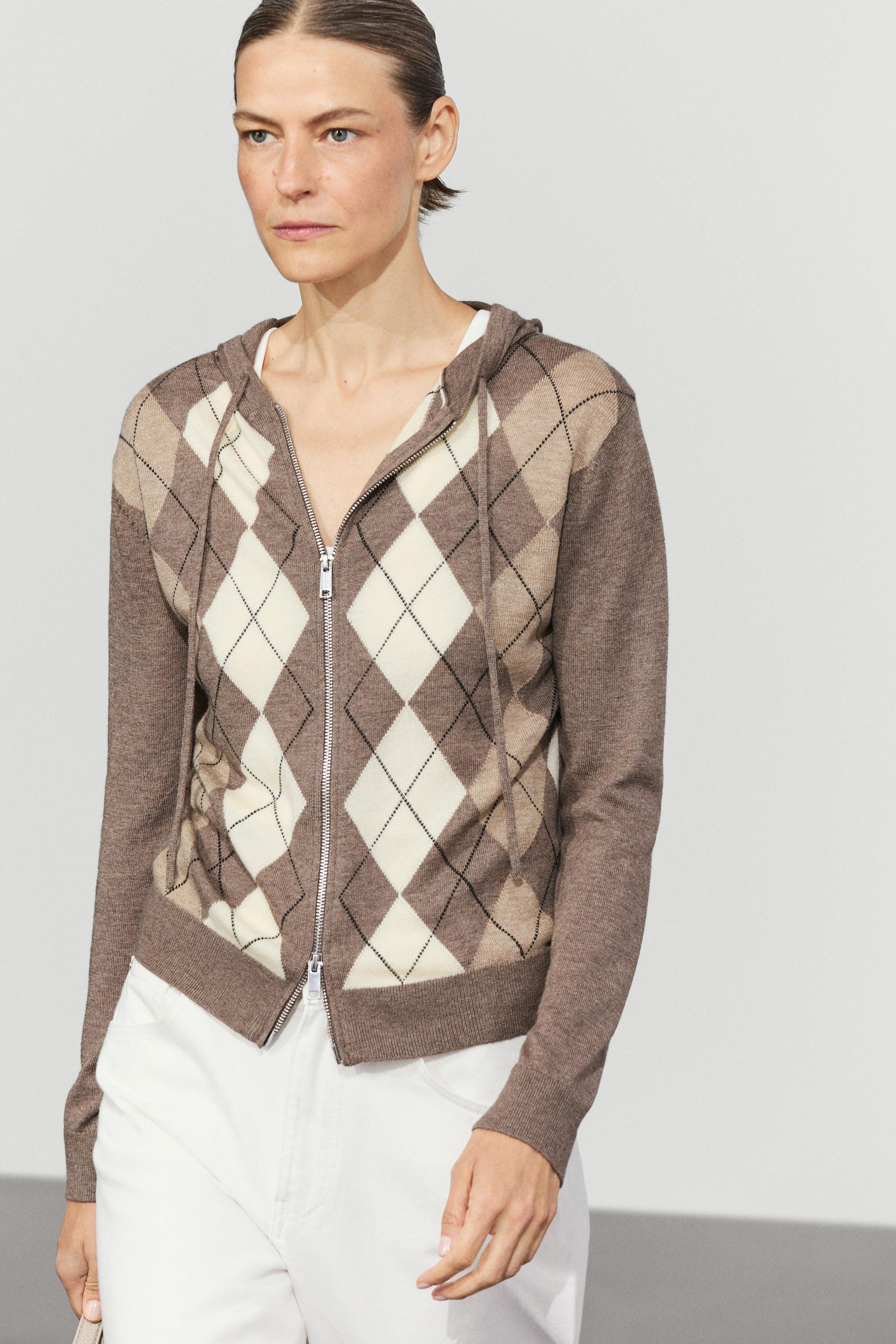 Hooded zip-up knit cardigan | Massimo Dutti UK