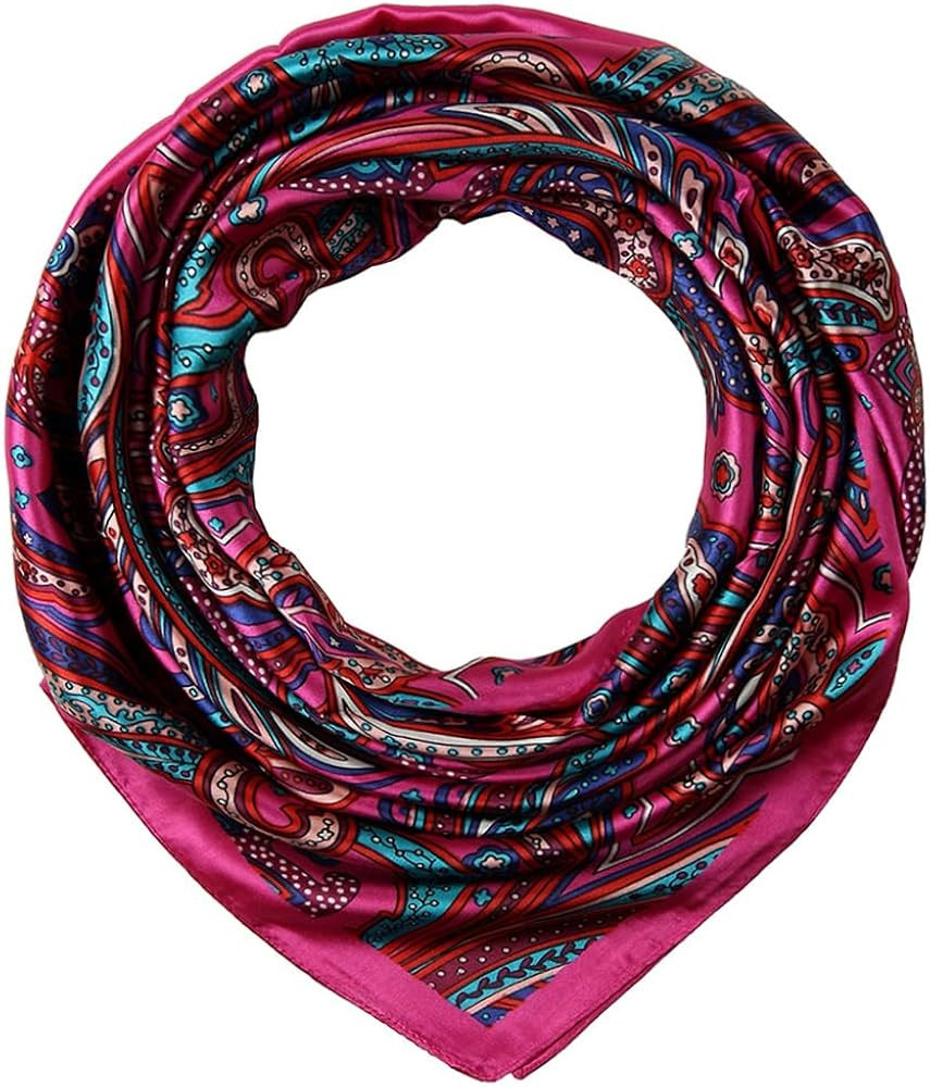 corciova 35 x 35 Satin Square Scarf for Women, Silk-Feel Hair Wrap, Large Bandana, Neck Wrap, Hea... | Amazon (US)