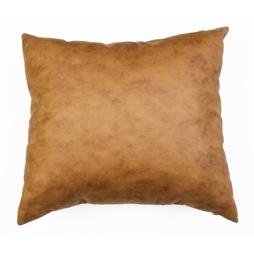 20""x20"" Oversize Pele Faux Leather Square Throw Pillow Brown - Décor Therapy | Target