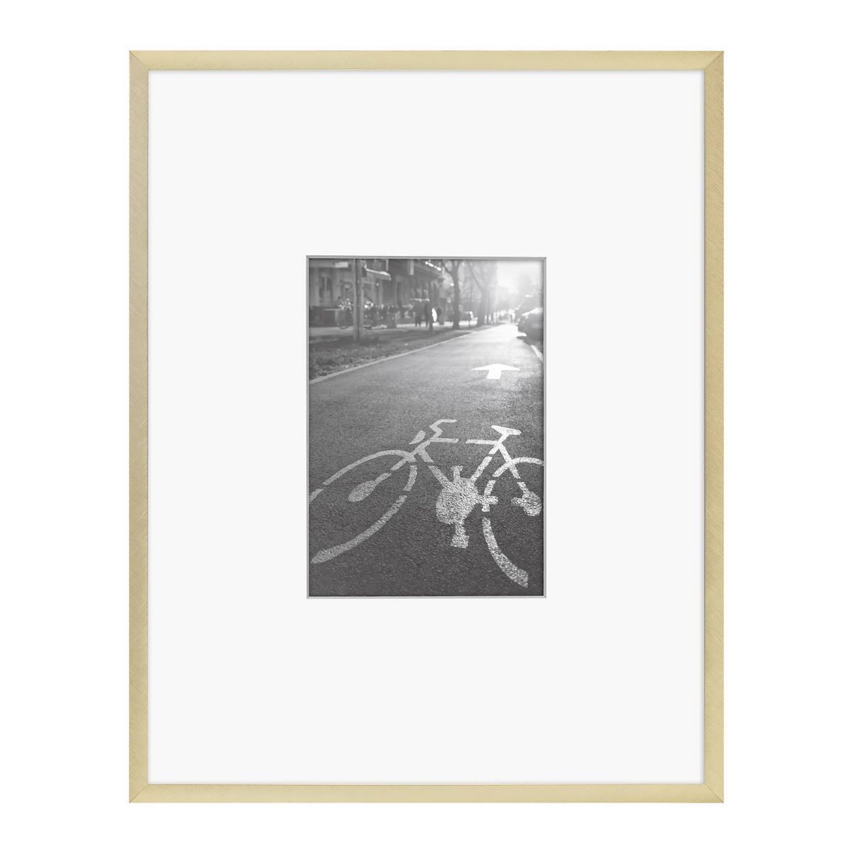 11.3" x 14.4" Matted to 5" x 7" Thin Metal Gallery Frame Brass - Threshold™ | Target