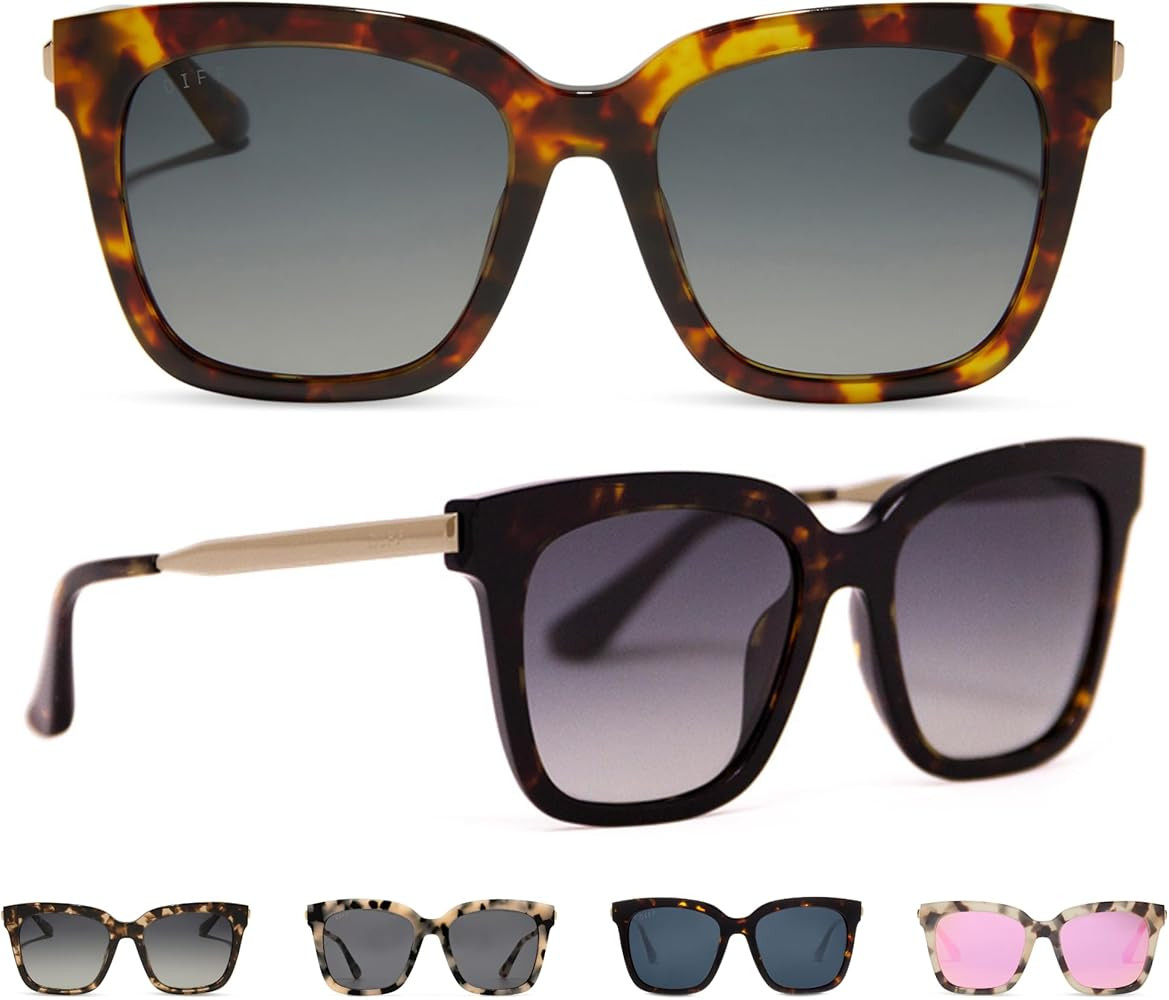 DIFF Bella Designer Square Oversized Sunglasses for Women UV400 Protection, Tortoise frame w/gift... | Amazon (US)