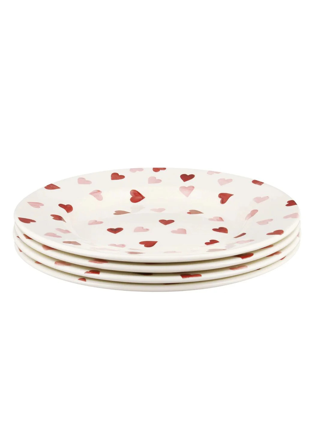 Pink Hearts Large Dinner Plate, 10.5 Inch - Set of 4 | Emma Bridgewater (UK)