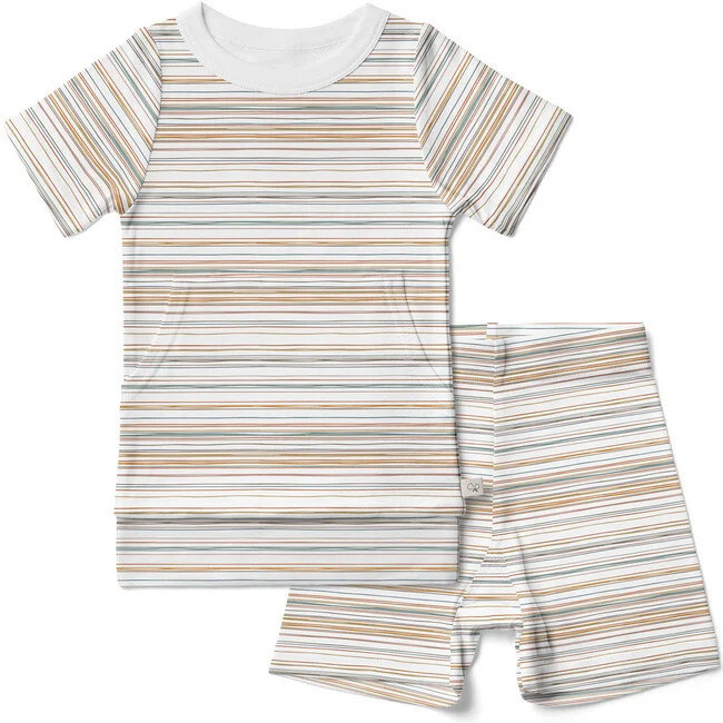 Goumi | Viscose from Bamboo Organic Cotton Biker Set, Boardwalk Stripe (Stripes, Size 10-12Y) | Maisonette | Maisonette