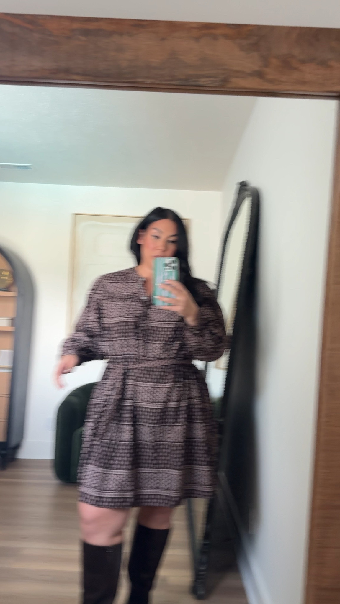 Not sure how to feel about this dress but I love that you can cinch the waistline! Wearing a XL! midsize, fall fashion, fall style, walmart skirt, plaid skirt, trending fall, affordable fashion, walmart fashion 

 #LTKSeasonal #LTKMidsize