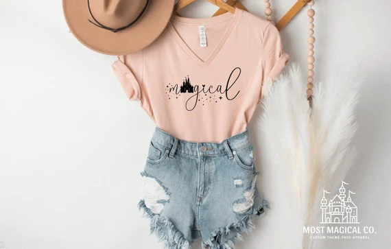 Magical Disney World Shirt, Disney 50th Shirt, Women's Disney Shirts, Women's Disney V-Neck, Cute... | Etsy (US)