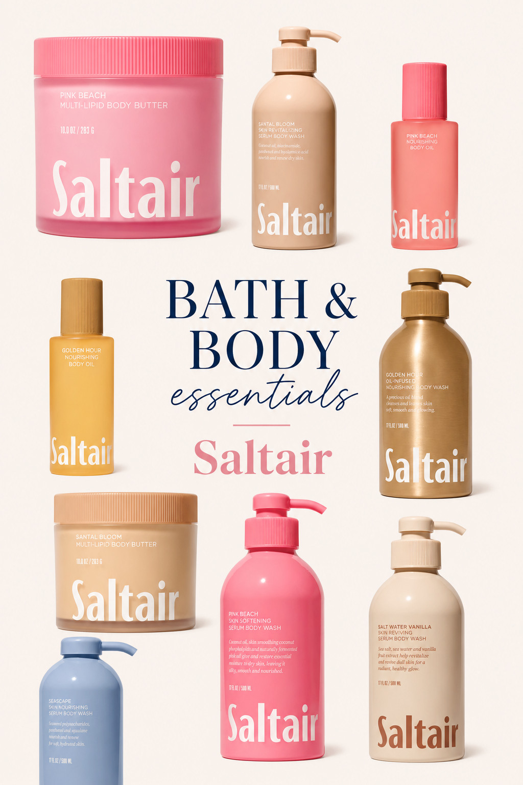 Target x Saltair

Cruelty-Free, Vegan, Paraben-Free, Talc-Free, and, Phthalate-Free

body washes, body oil,  body butter Bath and Body

#LTKselfcare
