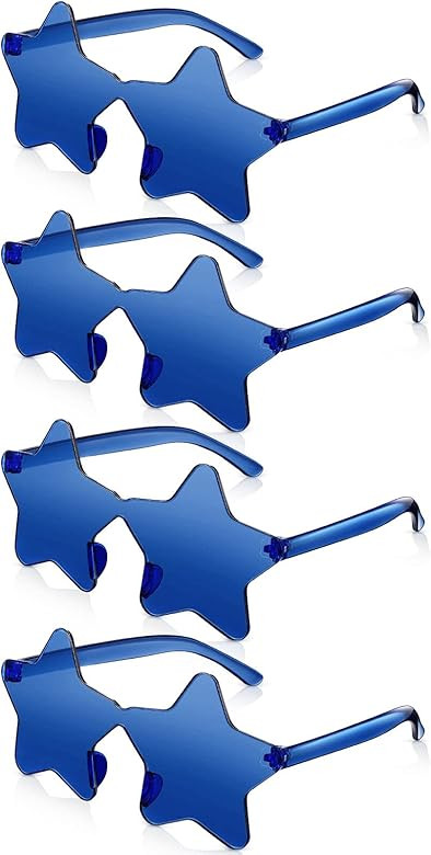 CHENGU 4 Pairs Star Shaped Rimless Sunglasses Transparent Candy Color Sunglasses Pentagram Sungla... | Amazon (US)