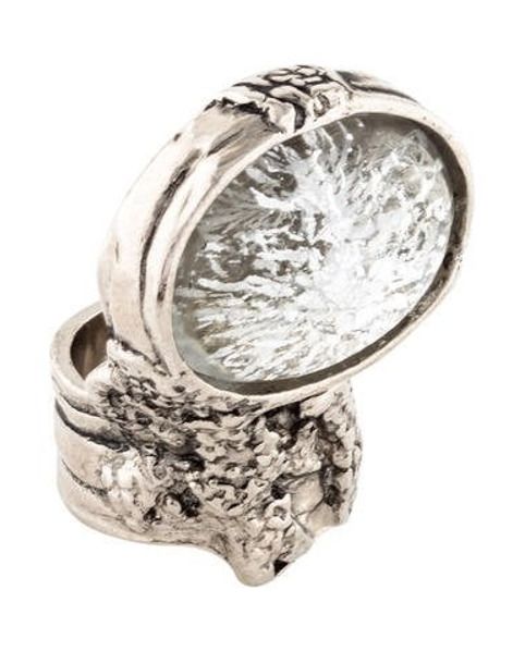 Yves Saint Laurent Arty Oval Ring Silver | The RealReal