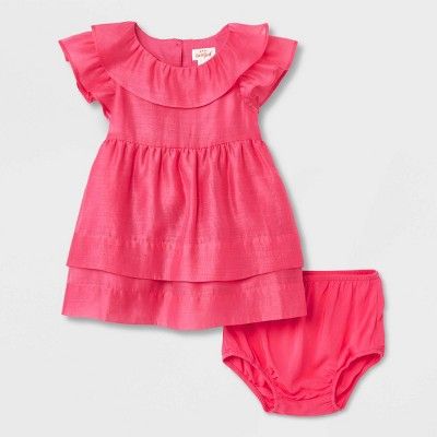 Baby Girls' Flutter Sleeve Dress - Cat & Jack™ Pink | Target