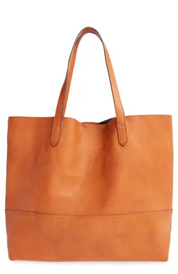 Sole Society Dawson Oversize Faux Leather Shopper - Brown | Nordstrom