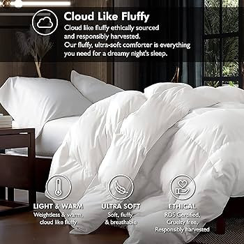 Luxurious Oversize California King 108" x 98" Size Goose Down Fiber Waterfowl Feather Fiber Comfo... | Amazon (US)