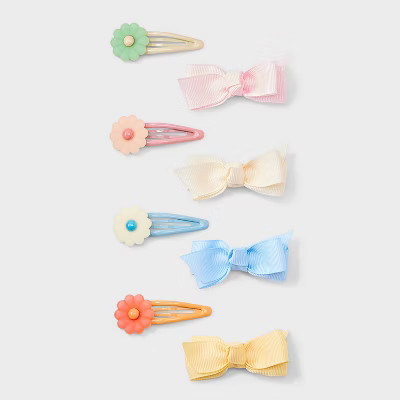 Girls' 8pk Bow/Clips - Cat & Jack™: Solid Headbands, Recycled Polyester, All Hair Types | Target