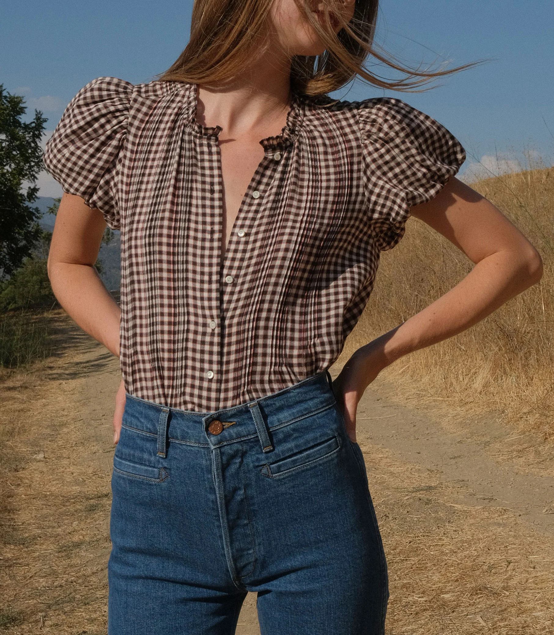 Millie Top - Delphine Plaid | DOEN