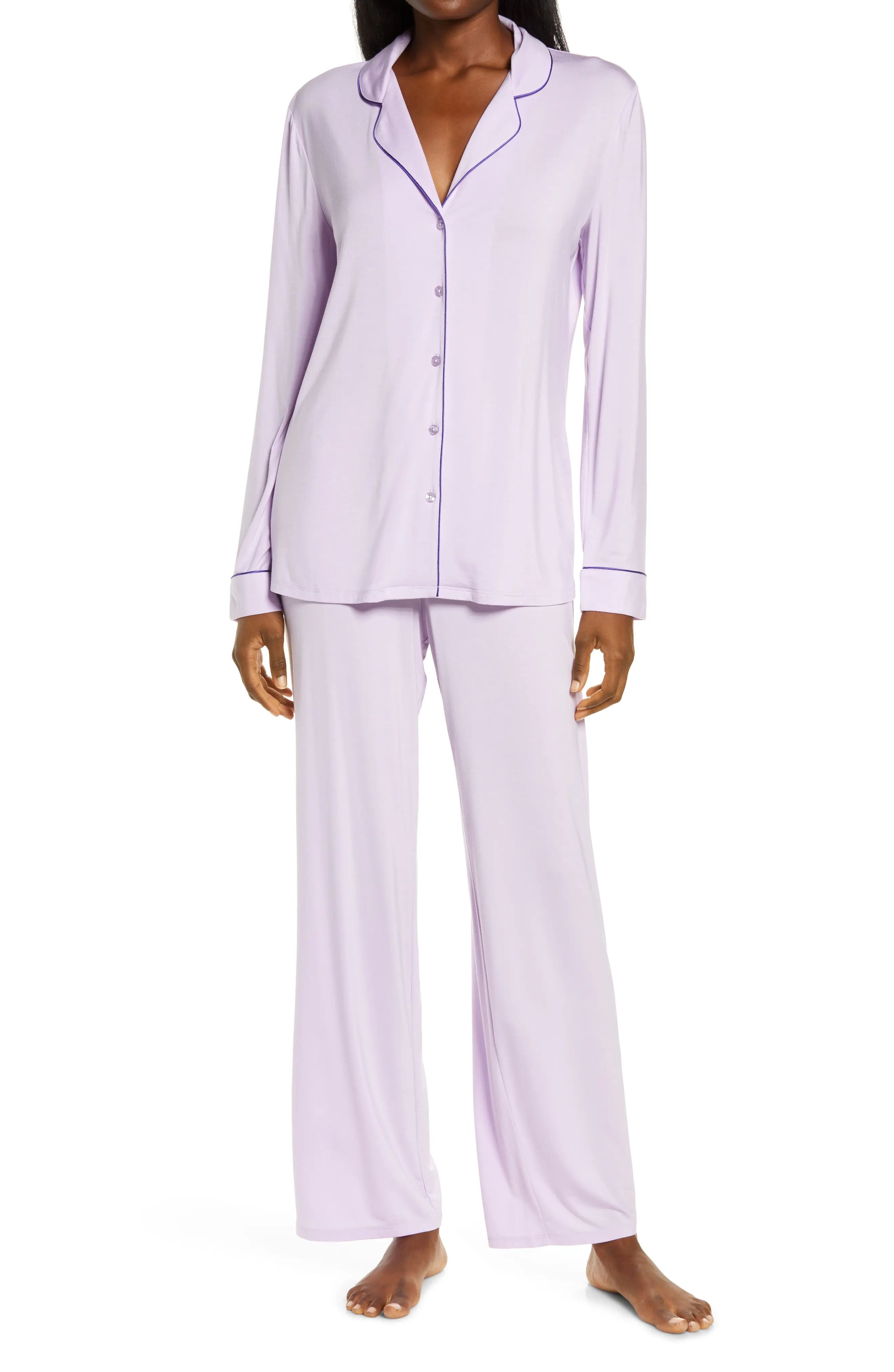 Nordstrom Lingerie Moonlight Pajamas in Purple Bloom at Nordstrom, Size Medium | Nordstrom