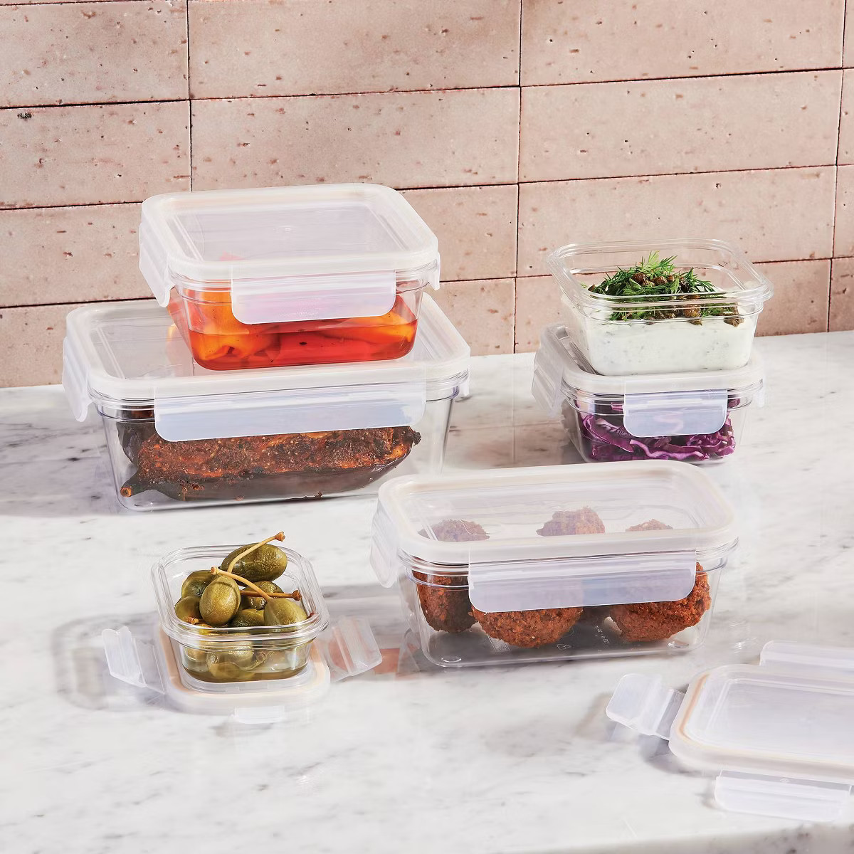 12pc (set of 6) Plastic Food Storage Container Set with Lids Clear - Figmint™ | Target