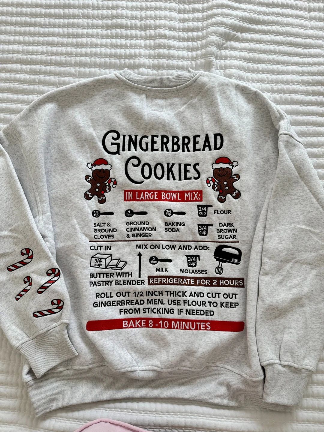 GREY GINGERBREAD RECIPE christmas embroider sweatshirt | Etsy (US)