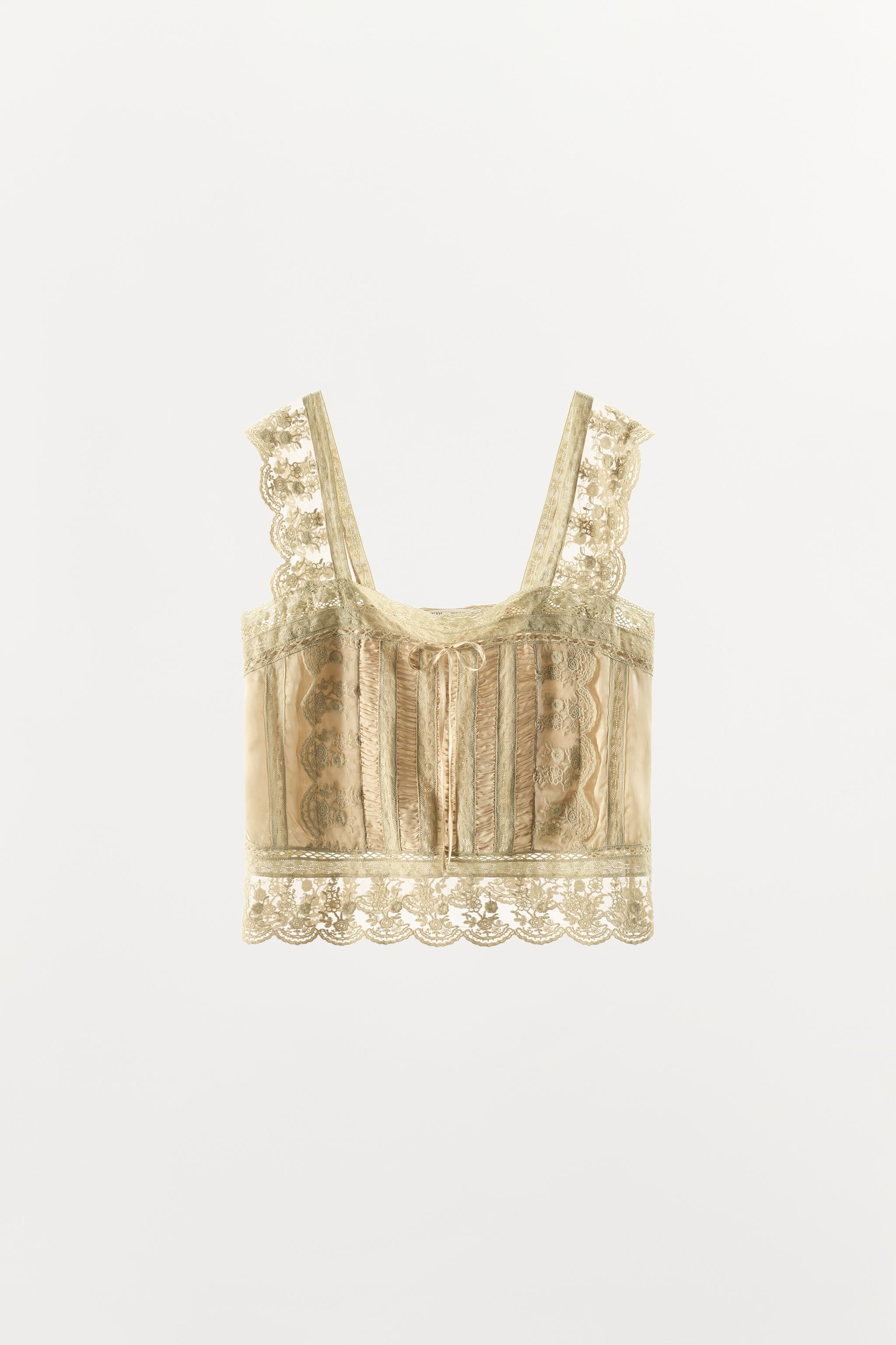 SATIN EFFECT PLEATED LACE TOP | Zara US