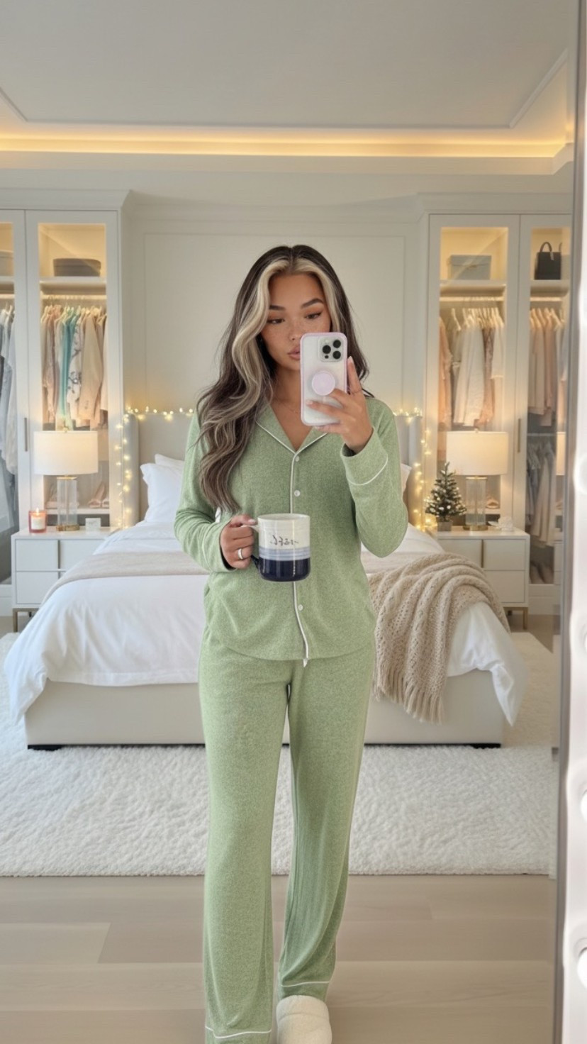 Slow Sunday mornings in my softest PJs 💚
Linked the set, slippers & my fave weekend mug — everything is on sale today ✨
Perfect for cozy days at home.

LTK Hashtags

#LTKUnder50
#LTKSeasonal
#LTKCozy
#LTKHoliday
#LTKHome
#LTKStyle
#CozyAesthetic
#PajamaSet
#WinterStyle
#SundayReset
#GiftIdeas

#LTKCyberWeek #LTKmorningroutine #LTKFindsUnder50