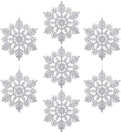 AMS 30ct 4''/100mm Plastic Glittered Snowflake Ornaments Sparkling Christmas Tree Decorations for... | Amazon (US)