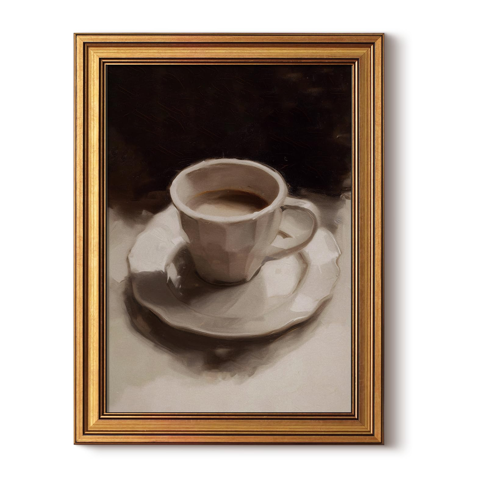 ARPEOTCY Gold Framed Canvas Wall Art, 12x16inch, Coffee Cup Art Prints, Retro Neutral Decor for C... | Amazon (US)