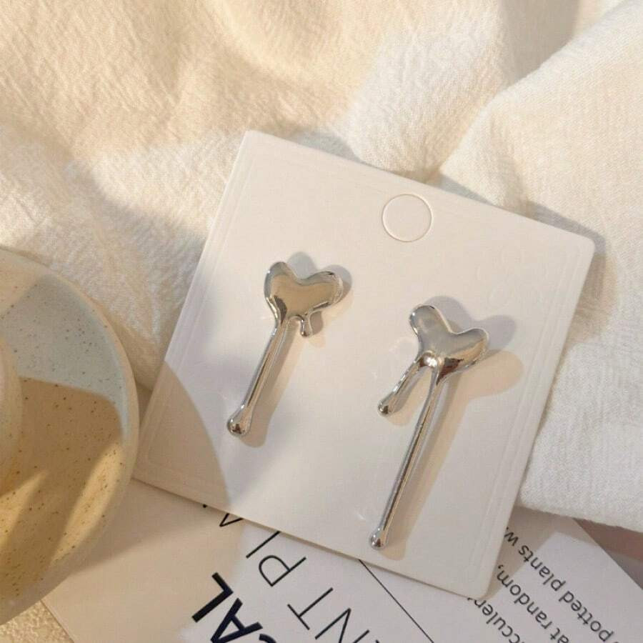 1 Pair Of Asymmetric Heart Design Earrings, Very Unique. These Earrings Are High-End Products Sui... | SHEIN
