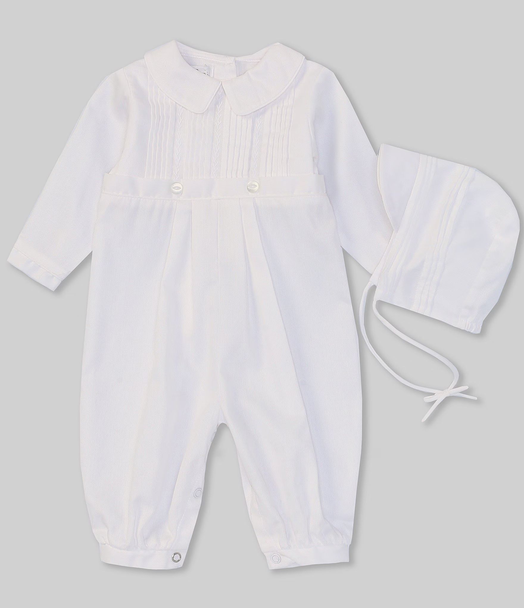 Baby 3-24 Months Christening Pintuck Coverall & Bonnet | Dillard's