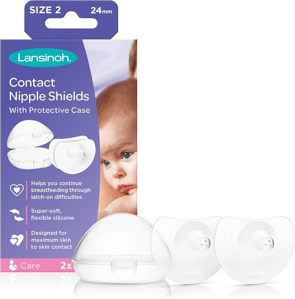 Lansinoh Contact Nipple Shields for Breastfeeding, 2 Nipple Shields (24mm) and Case | Amazon (US)