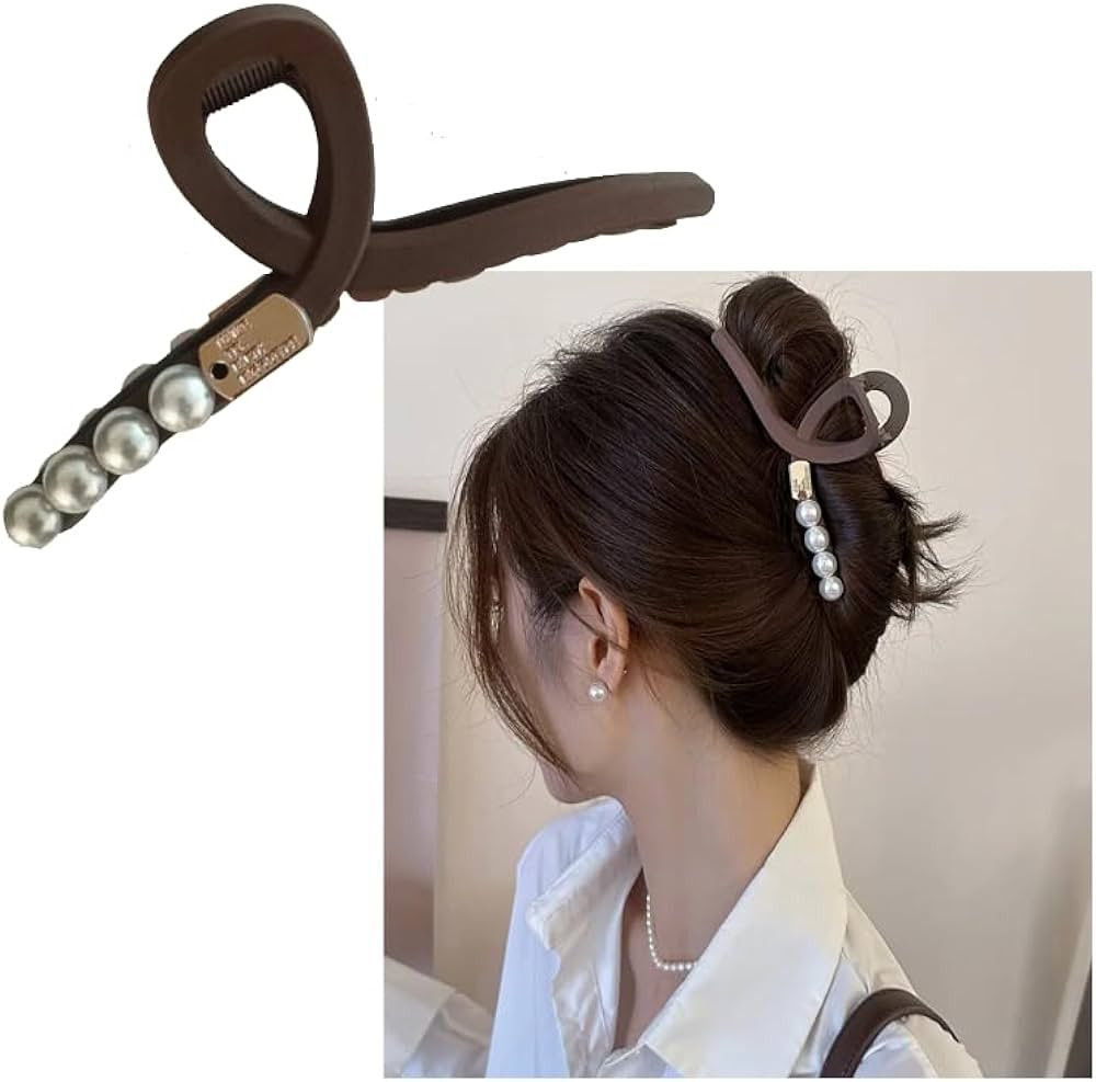 Non-Slip Pearl Claw Clip for Women - Large Hair Clip for Thick Hair, Elegant Hair Clipping Tool (... | Amazon (US)