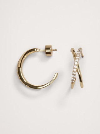 Pavé Crossover Earrings Aureus + Argent | Banana Republic (US)