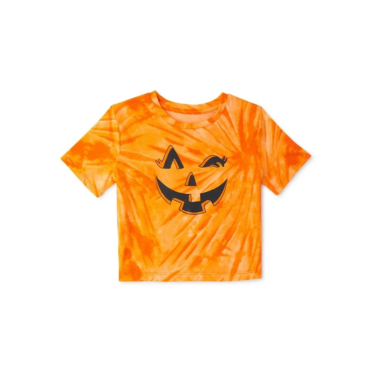 Halloween Girls Pumpkin Tee with Short Sleeves, Sizes 4-18 | Walmart (US)