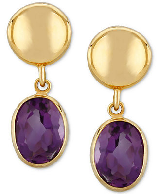 Amethyst Disc Drop Earrings (2-1/2 ct. t.w.) in 14k Gold (Also in Citrine & Garnet) - Macy's | Macy's