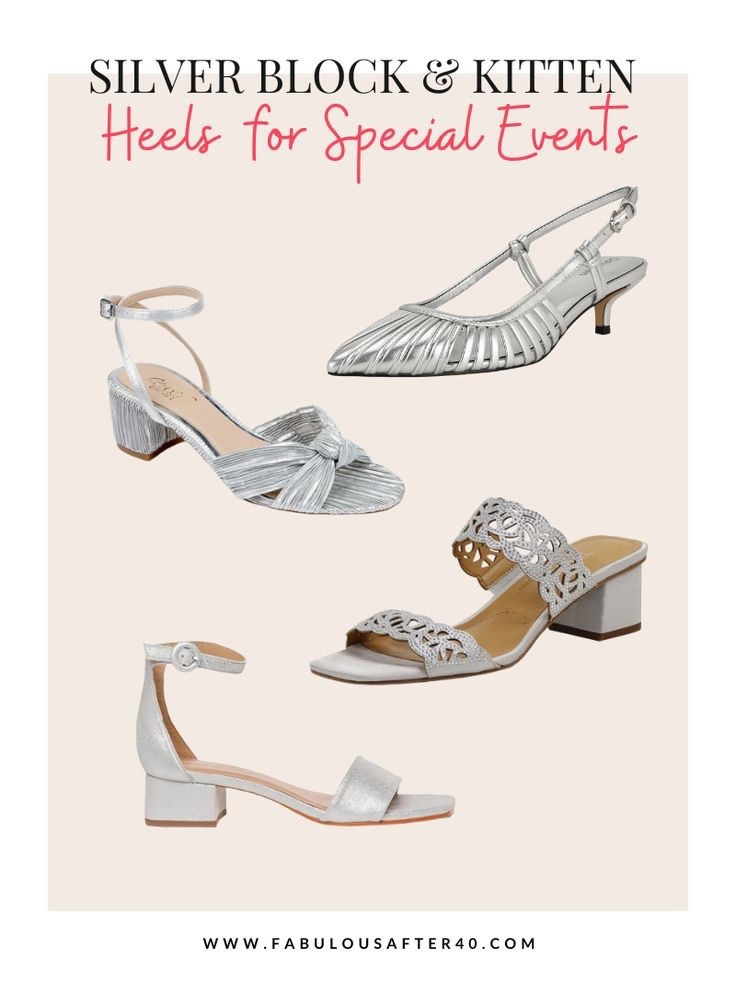 These silver block and kitten heels are my go-to for special events ✨ Chic, comfortable, and just the right amount of sparkle—because why sacrifice style for comfort when you can have both?

#LTKSeasonal #LTKOver40 #LTKootd